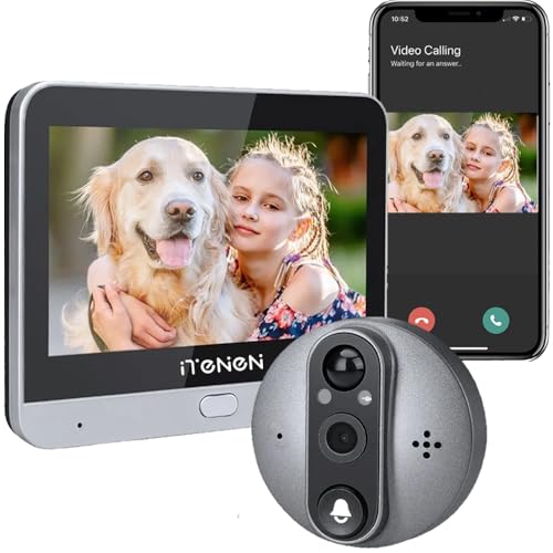 iTenen Wifi Kabellos Türspion Video Türklingel, Türspion für die Vordertür, 3,0 Millionen Pixel mit 4,3 Zoll Monitor, Alarm am Handy, 32G Karte im Lieferumfang enthalten von iTenen