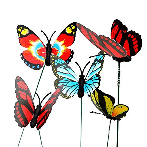iTimo Bunte Schmetterlingspfähle Außendekor mit Stapel Gartenbedarf 5 Stück/Bündel Schmetterling Blumentöpfe Gartendekoration von iTimo