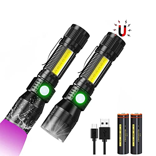 iToncs 3 In 1 UV Taschenlampe LED, Taktische Taschenlampe USB Aufladbar, Starke Magnete COB Taschenlampe mit Rotlicht, 395nm UV Licht für Banknoten, Urin von Haustiere(mit 18650 Akku) von iToncs
