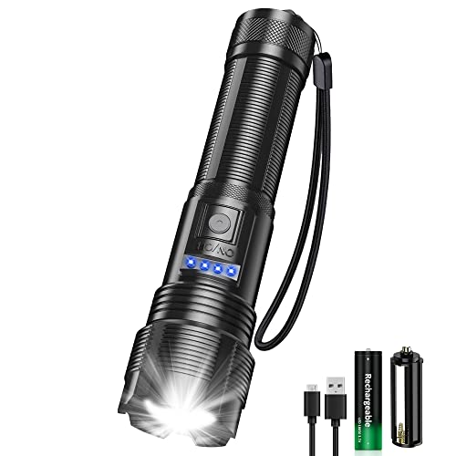 iToncs Taschenlampe LED Aufladbar, Hell Taschenlampe XHP50, Legierung Taktische Taschenlampe, Zoombar Flashlight, IPX67 Wasserdichte Handlampe mit 5 Lichtmodi für Outdoor Camping von iToncs