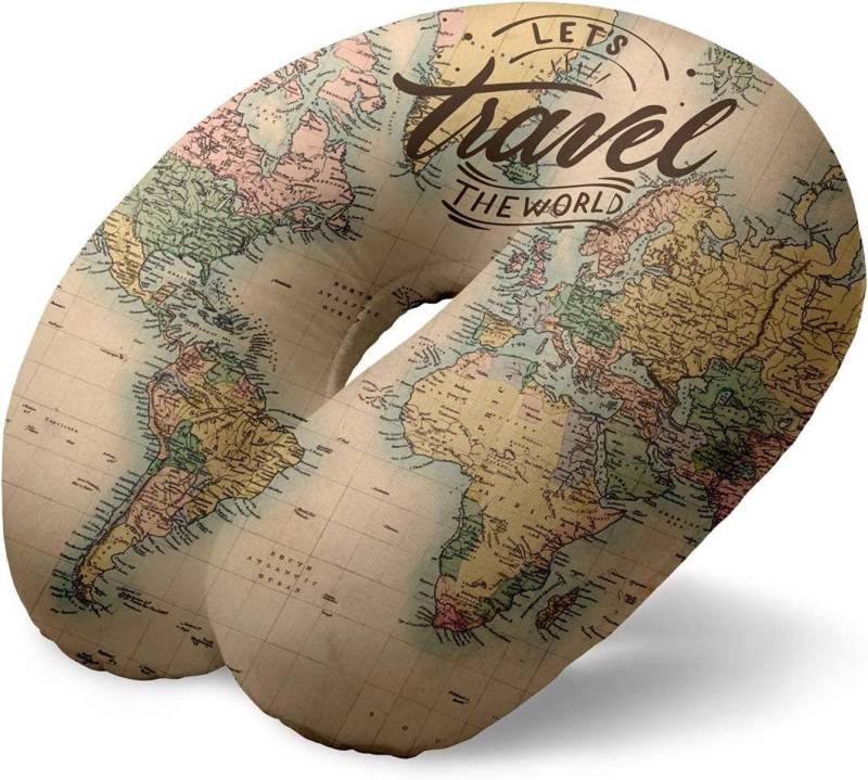 I-TOTAL Nackenhörnchen I-TOTAL® Reisekissen Nackenkissen weich für Nackenstütze Motiv: Maps von I-TOTAL