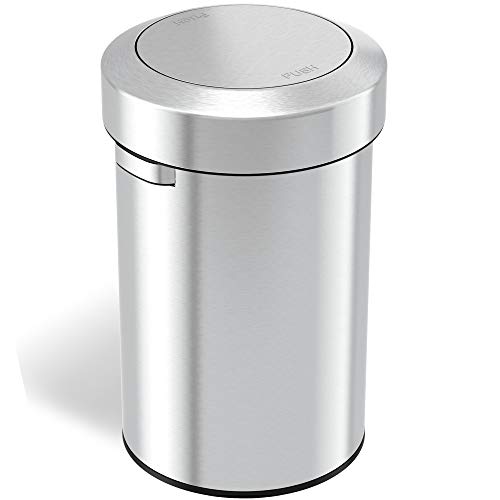 iTouchless, Restaurant, Büro und Küche Titan 17 Gallonen Swing Open Trash, Edelstahl Self-Balance Flip Top Deckel kommerzielle Qualität 64 Liter Mülleimer ist perfekt für Business, Softstep 17 Gal von iTouchless