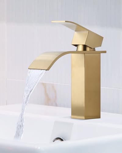 iVIGA Wasserhahn Bad, 175MM Waschtischarmatur wenig Lärm Einhandmischer Wasserfall Waschbeckenarmatur aus Edelstahl mit 2 Wasserschläuche 50cm von iVIGA