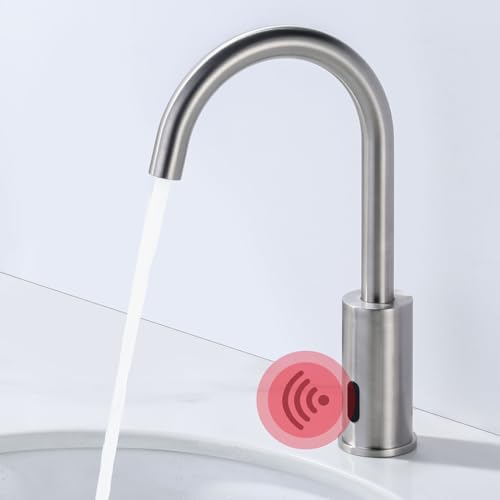 iVIGA Wasserhahn Sensor, Badarmatur Infrarot Sensor für Badezimmer Wasserhahn Bad Automatisch mit Steuerkasten Temperatur Mischer, Nickel Gebürstet von iVIGA