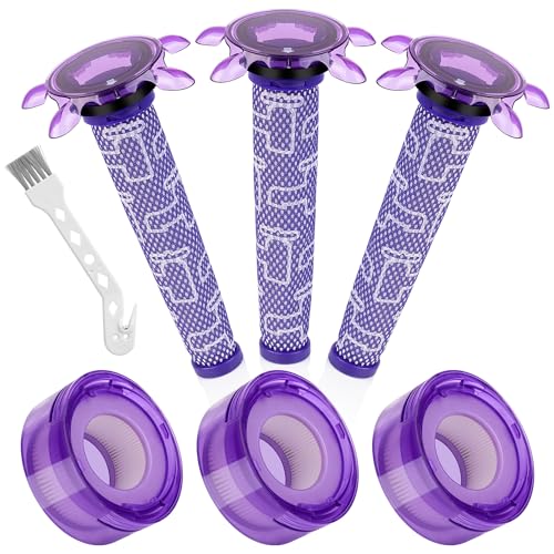 V7 V8 New Version Vacuum Filter Replacement Kit for Dyson Upgraded V8 FOCUS Mattress SV25 SV37, 3 Star Pre-Filters and 3 HEPA Post-Filters Replace Part No. 965661-05 & 967478-05 von iVanzoll