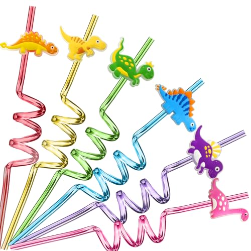12 Stück Strohhalme Wiederverwendbar, Dinosaurier Kinder Plastikstrohhalme, Plastik Strohhalme Trinkhalme mit 2 ReinigungsbüRsten für Cocktail, Kindergeburtstagsparty, Weihnachten 12 Stück Strohhalme Wiederverwendbar, Dinosaurier Kinder Plastikstrohhalme, Plastik Strohhalme Trinkhalme mit 2 ReinigungsbüRsten für Cocktail, Kindergeburtstagsparty, Weihnachten von iVokfat