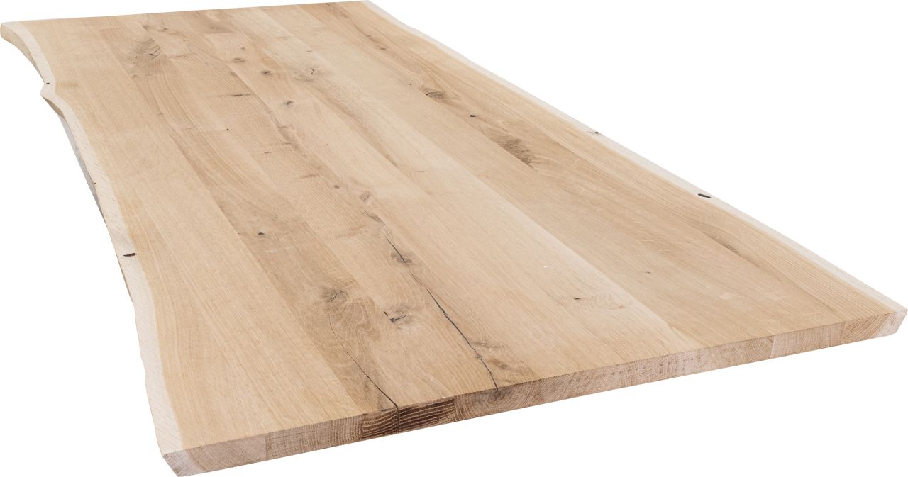 Tischplatte Live Edge Eiche massiv mit Waldkante 200 x 90 cm 38 mm von iWerk