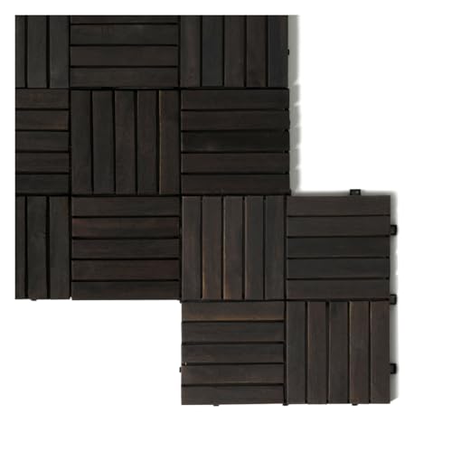 iWerk® – Holzfliesen Akazie 30 x 30 cm | 10er Set Balkonfliesen wetterfest mit EASY KLICKSYSTEM | Robuste Bodenfliesen für Terrasse, Balkon & Garten | Geschmackvoller Bodenbelag | Akazie Espresso von iWerk