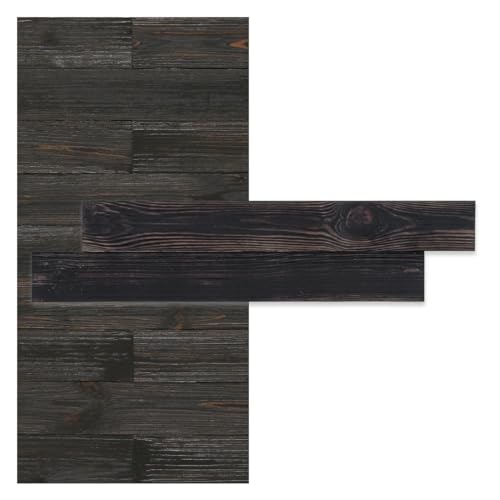 iWerk® – Holzpaneele Dunkelbraun bis schwarz | Wohnwand DIY mit Naturholz | Dunkles Holz für eine gemütliche Atmosphäre in Wohnzimmer & Schlafzimmer | Wandpaneele selbstklebend – Design „Black von iWerk