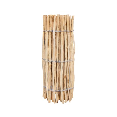 iWerk® – Staketenzaun 120 × 400 cm gerollt – Lattenabstand 7-8 cm | Haselnusszaun zum Stecken für Beeteinfassung & Teichumrandung | Natürliche Deko für den Garten | Holzzaun extra witterungsbeständig von iWerk