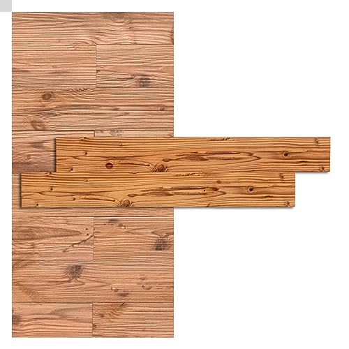 iWerk® Echtholz Wandpaneele selbstklebend | Nachhaltige Wandverkleidung | Holzpaneele für Wand & Decke | Natürliche Echtholzpaneele „Alp“ – 78 × 10 × 0,5 cm von iWerk
