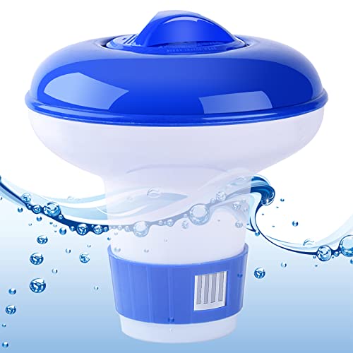iYInJuan Schwimmender Chlorspender, Dosierschwimmer Einstellbar Release Tablet Schwimm Chemical Floater Pool Chlordosierer für Planschbecken Schwimmbad Whirlpool Spas, 5 Zoll Blau & Weiß von iYInJuan