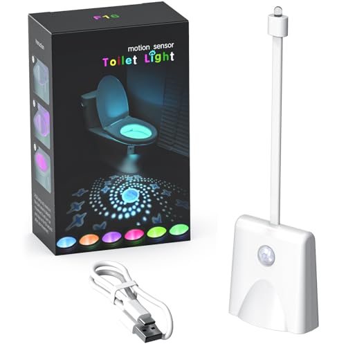 iYInJuan Toilette Licht WC-Nachtlicht, 16 Farben Motion Sensor wc nachtlicht mit Projektorlampe, Wiederaufladbares Wasserdicht LED-Licht für Badezimmer Waschraum von iYInJuan