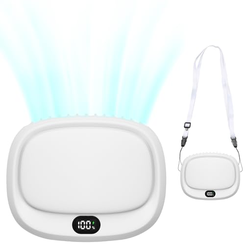 iYInJuan USB Ventilator Handventilator Ventilator Klein mit Kabel, Tragbare Mini Ventilator Geräuscharmfür Wiederaufladbare Batterie und 4-Gang mit LED-Anzeige mit Halterung, weiß von iYInJuan
