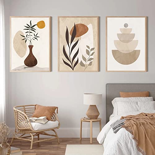 iYoucase Abstrakte geometrische Blätter Wand Bilder Mid Century Poster Kunstdruck Moderne Leinwand Bild Wandbilder Schlafzimmer Wohnzimmer Wohnkultur 40 x 60 cm x 3 ungerahmt von iYoucase