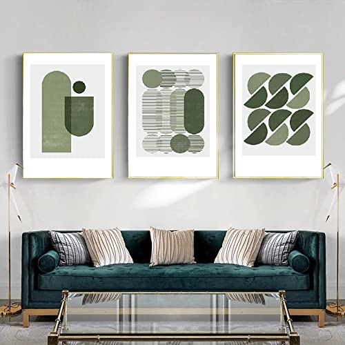 iYoucase Abstrakter geometrischer Posterdruck skandinavischer Stil grüne Wand Bilder Leinwandbild modernes Bild Wohnzimmer Heimdekoration 50 x 70 cm x 3 ungerahmt von iYoucase
