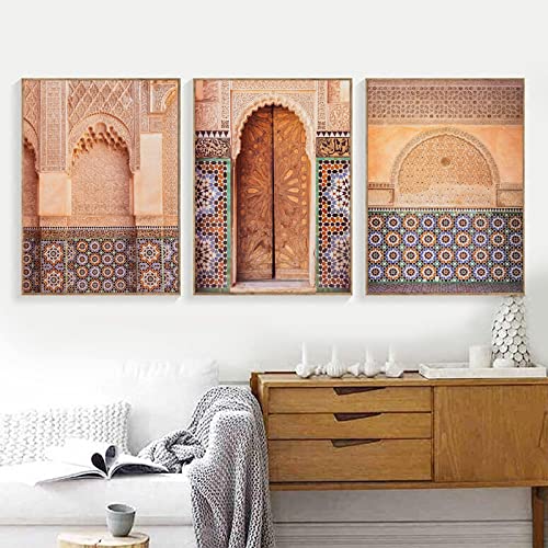 iYoucase Islamische Wand Bilder Leinwand Bild Marokko Reisegeschenk Marokko Orient Ornamets Poster und Kunstdrucke Bilder für Wohnzimmerdekoration 40 x 60 cm x 3 ungerahmt von iYoucase