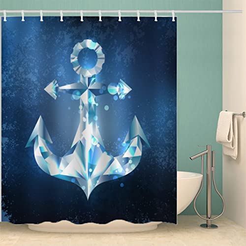 iYoucase 3D Anker Duschvorhang Anti-Schimmel Wasserdicht Duschvorhänge 180x180 cm Geometrie EIS Shower Curtain 100% Polyester Stoff Anti-Bakteriell Badvorhang mit 12 Hooks für Badezimmer Badewanne von iYoucase