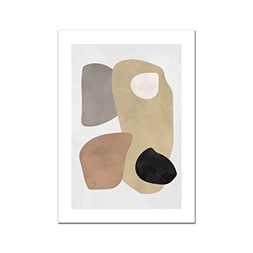 iYoucase Beige Braun Schwarz Wand Bilder Abstrakte Formen Leinwand Bild Illustration Posterdruck Norbisch Wandbild Für Wohnzimmer Wohnkultur 50x70cm Ungerahmt von iYoucase