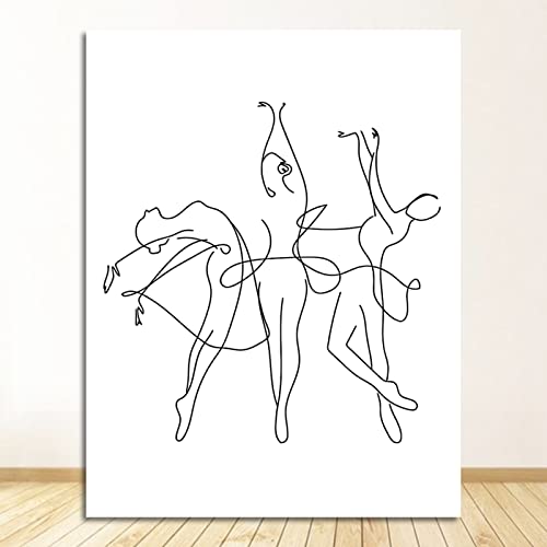 iYoucase Body Drawing Leinwand Gemälde Schwarz Weiß Leinwand Wand Bilder Bild Tanz Abstrakt Ballerina Mädchen Linie Poster Kunstdruck Raum Wanddekoration 50x70cm Ungerahmt von iYoucase