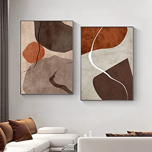 iYoucase Modernes Braun-Orange-Leinwandgemälde abstrakte Poster Kunstdrucke minimalistische Wand Bilder Bilder für Wohnzimmer Schlafzimmer Heimdekoration 40 x 60 cm x 2 ungerahmt von iYoucase