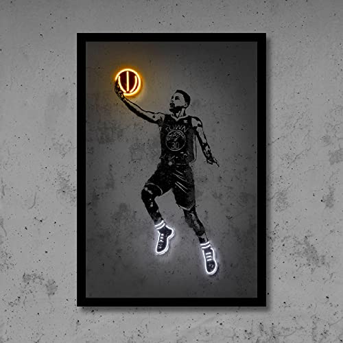 iYoucase Neon Bilderdruckdruck Sport Basketball Poster Street Wall Gemälde Graffiti Star Leinwand Bild Wand Bilder Bilder für Wohnzimmer Wohnkultur 50x70cm ungerahmt von iYoucase