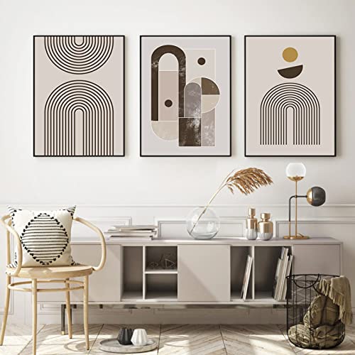 iYoucase Wand Bilder im Boho-Stil abstrakte Geometrie Poster Kunstdrucke Sonne und Regenbogen Leinwandbild Wandbilder Wohnzimmer Inneneinrichtung Wohnkultur 40 x 60 cm x 3 ungerahmt von iYoucase