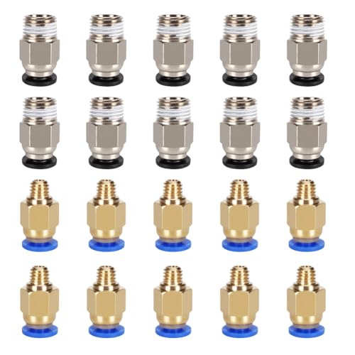 iYueMps 10 Stück PC4-M6 Schnellkupplung und 10 Stück PC4-M10 Gerade Pneumatikkupplung Zum Verbinden von 3D-Drucker mit 1,75 mm Filament von iYueMps