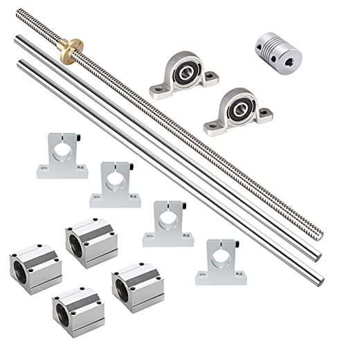 iYueMps 100mm Linearwelle 8mm T8 Gewindespindel Vertikaler Set, Durchmesser 8mm Lineare Führungsschiene mit Messingmutter,Kupplungen,Stehlager, Linearkugellager, Wellen halterung für 3D Drucker CNC von iYueMps