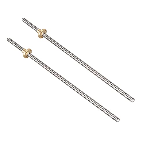 iYueMps T8 Gewindespindel 2 Stück 300mm Lang T8 Gewindestange 304 Edelstahl 8mm Gewindelspindel mit Messingmutter für 3D-Drucker und CNC Maschine iYueMps T8 Gewindespindel 2 Stück 300mm Lang T8 Gewindestange 304 Edelstahl 8mm Gewindelspindel mit Messingmutter für 3D-Drucker und CNC Maschine von iYueMps