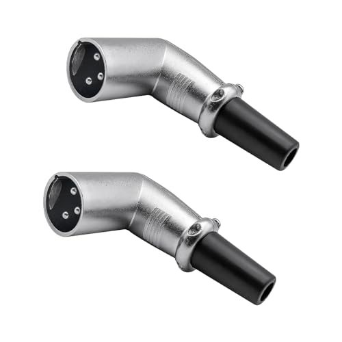iYueMps 2 Stück 90 Grad 3Pin XLR Stecker Steckverbinder, XLR-M Stecker Audio Mic Mikrofonstecker XLR-Lötanschluss, XLR Kabelenden Löten Typ Adapter von iYueMps
