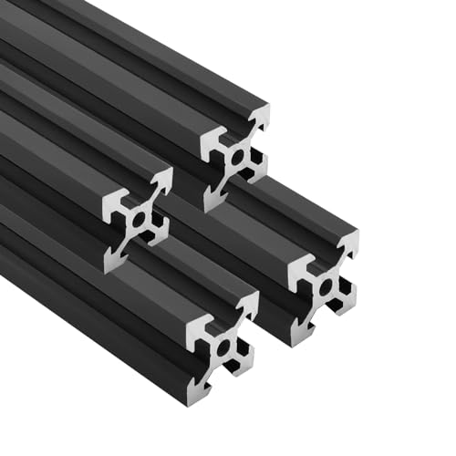 iYueMps 4 Stück 700 mm 2020 V Typ Aluminium Extrusion Schwarz Europäischer Standard Eloxierte Linearschiene Aluminiumprofil Extrusion für DIY 3D-Drucker und CNC-Maschine (4 Stück) (700 mm) von iYueMps