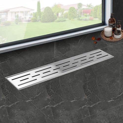 iYueMps Duschrinne 80cm Edelstahl Bodenablauf Komplettset Ablaufrinne, extra flach, schnelle Entwässerung, mit Geruchsstopp und Haarfilter iYueMps Duschrinne 80cm Edelstahl Bodenablauf Komplettset Ablaufrinne, extra flach, schnelle Entwässerung, mit Geruchsstopp und Haarfilter von iYueMps