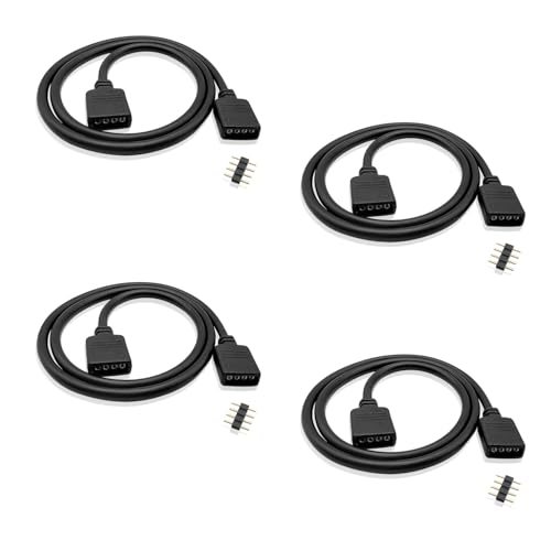 iYueMps LED Strip Verlängerung Kabel,4 Stück 0.3m LED Kable Verlängerung Anschluss Kabel für 3528 5050 2835 RGB LED Strip Led Streifen 4 pin DIY Zubehör(Schwarz) von iYueMps