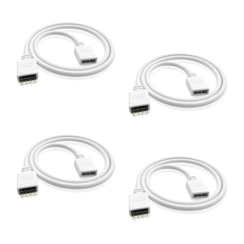 iYueMps LED Strip Verlängerung Kabel,4 Stück 0.5m LED Kable Verlängerung Anschluss Kabel für 3528 5050 2835 RGB LED Strip Led Streifen 4 pin DIY Zubehör(Weiß) von iYueMps