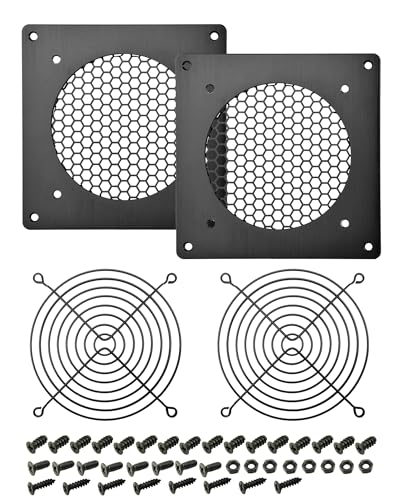 iYueMps Lüftungsgitter 120mm Lüftergitter Lüfterabdeckun Abdeckung gebürstetes Metallgitter für PC Computer AV Elektronikschränke (2 Set) von iYueMps