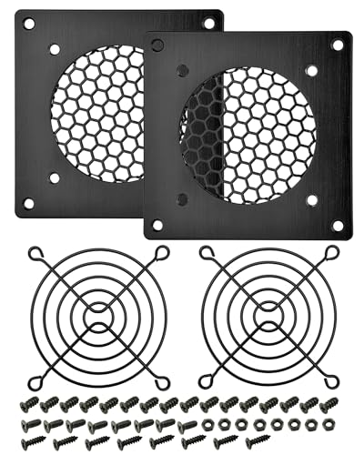 iYueMps Lüftungsgitter 80mm Lüftergitter Lüfterabdeckun Abdeckung gebürstetes Metallgitter für PC Computer AV Elektronikschränke (2 Set) von iYueMps