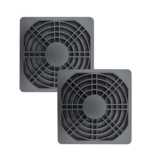 iYueMps PC Lüfter Staubfilter, 2 Stück 80mm Staubfilter mit Lüfterabdeckung, Gehäuselüfter staubfilter, 3-in-1 (2 Lüftergrills und 1 Staubfilter) – schwarz von iYueMps