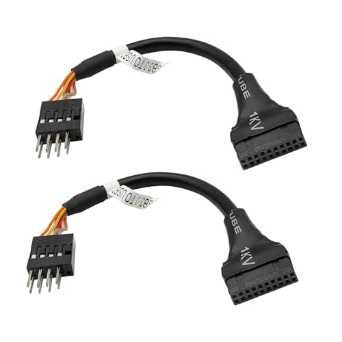 iYueMps USB 3.0 19-poliger Buchse auf USB 2.0 9-polige Stecker Motherboard kabel,USB 3.0 auf USB 2.0 Motherboard-Kabel-Adapter, Konverter, (15cm,2 Stück) von iYueMps