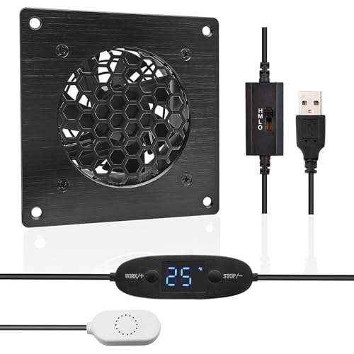 iYueMps USB Lüfter 120mm USB Ventilator Digitalanzeige Temperaturregelung Leises Lüftersystem mit Metallplatte Aluminiumrahmen 5V Lüfter für AV Schrank TV Schrank Heimkino iYueMps USB Lüfter 120mm USB Ventilator Digitalanzeige Temperaturregelung Leises Lüftersystem mit Metallplatte Aluminiumrahmen 5V Lüfter für AV Schrank TV Schrank Heimkino von iYueMps