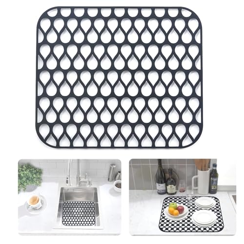 Silikon Spülbeckenmatte, Abtropfmatte Geschirr 34x30cm, iAnomla Sink Mat Spülmatte für Spülbecken, Rutschfeste Einlage Matte für Spülbecken, Matte Spülbeckenschutz Waschbecken Spülmatte Abtropfmatte von ianomla