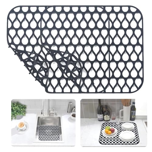 Silikon Spülbeckenmatte, Abtropfmatte Geschirr 34x30cm, iAnomla Sink Mat Spülmatte für Spülbecken, Rutschfeste Einlage Matte für Spülbecken, Matte Spülbeckenschutz Waschbecken Spülmatte Abtropfmatte von ianomla