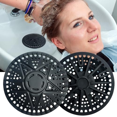 iAnomla 2 Stück Schwarze Duschablaufabdeckungen, Drainstrainer, Haarfänger für Duschwand, 14 cm, Wiederverwendbare Badewannen-Abflussabdeckung, Silikon-Abflussschutz, Badewanne, Waschbecken von ianomla