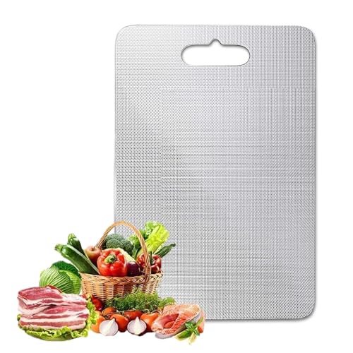 iAnomla Titan Schneidebrett, Doppelseitiges Edelstahl Titanium Cutting Board, Schneidebrett aus 304 Edelstahl für die Küche, Lebensmittelechtes Schneidebret für Fleisch, Obst, Gemüse (39 x 28 cm) von ianomla