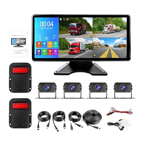iaoskqwu 10,36 Zoll 4 Kanal Smart Toter Winkel Radar BSD Alarmmonitor Armaturenbrett Bus Überwachung Bus Überwachung DVR Aufzeichnung, Ohne Karte von iaoskqwu