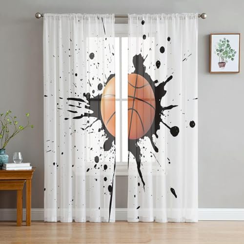 iapp CL-1 Vorhang,Basketball Sport Sheer Curtains Window Tulle Curtains for Living Room Bedroom for Kitchen Veiling Curtains Decoration von iapp