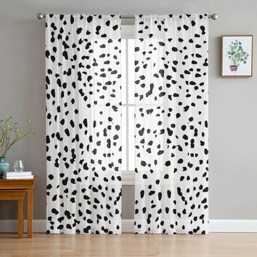 iapp CL-1 Vorhang,Black Spots White Background Curtain for Living Room Transparent Tulle Curtains Window Sheer for The Bedroom Accessories Decor von iapp