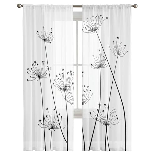 iapp CL-1 Vorhang,Dandelion Plant White Window Treatment Tulle Modern Sheer Curtains for Kitchen Living Room The Bedroom Curtains Decoration von iapp