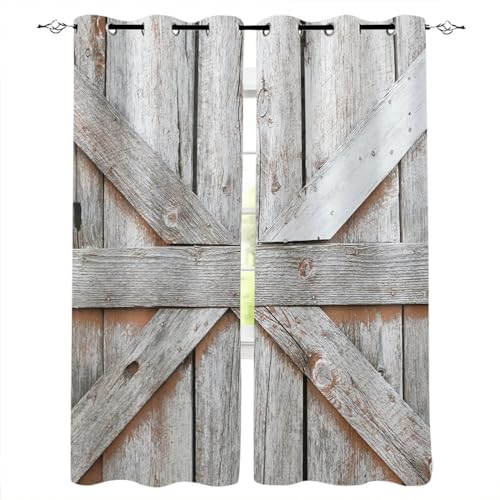 iapp CL-1 Vorhang,Farm Country Farmhouse Wooden Garage Barn Blackout Curtains for Living Room Bedroom Printed Window Treatment Drapes Home Decor von iapp