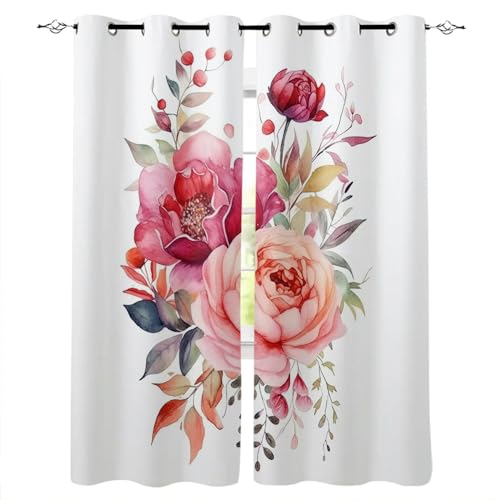 iapp CL-1 Vorhang,Flower Bud and Leaf Overlay Blackout Curtains for Children Kids Home Decor Bedroom Living Room High Shading Window Curtains von iapp
